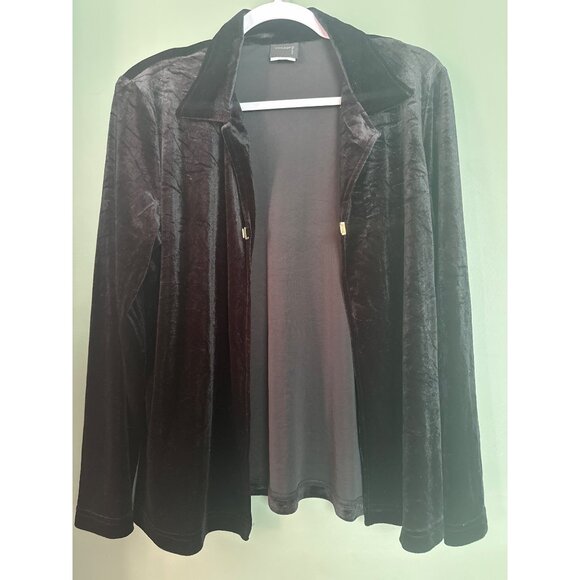 Vintage Studio Black Velvet VTG Women's cardigan L Gothic Fairycore Witchy Retro - Picture 2 of 6